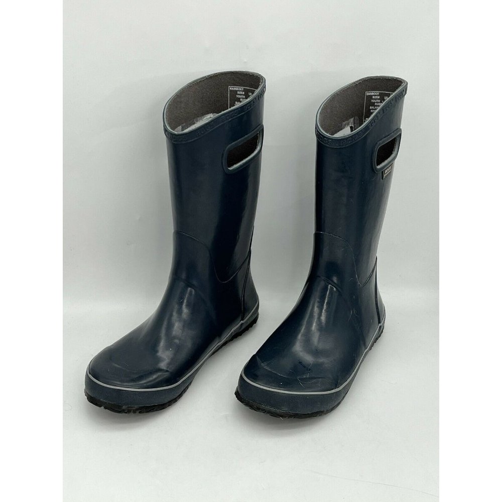 Bogs Youth Black Rubber Winter Rainboots Mid Calf Waterproof Size 6 US 39 EU